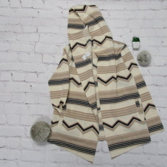 Mix Stripe Open Front Hooded Coatigan - Picture 3 of 7